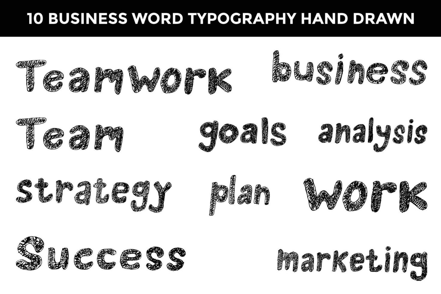 bedrijf woord typografie hand- getrokken vector
