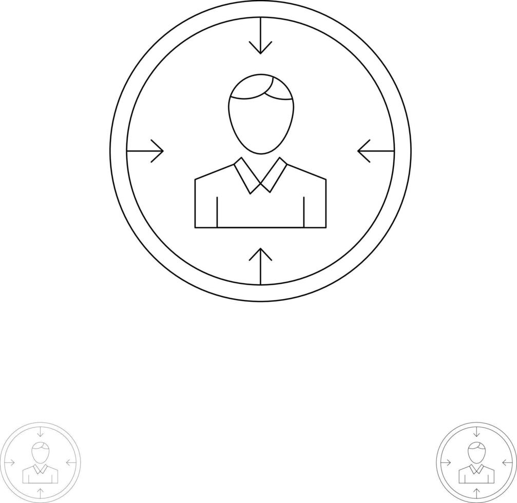 doelwit werknemer hr jacht- persoonlijk middelen hervat stoutmoedig en dun zwart lijn icoon reeks vector