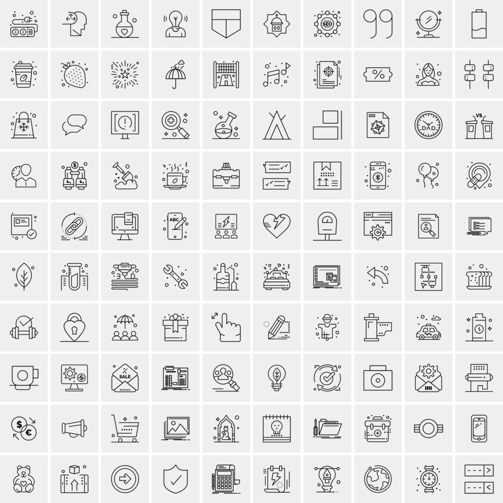 pak van 100 universeel lijn pictogrammen voor mobiel en web vector