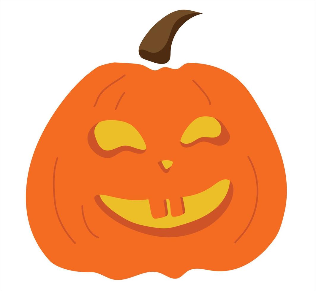 eng pompoen voor halloween. pompoen lantaarn, halloween symbool. ontwerp sjabloon Aan een licht achtergrond. vector tekening. gelukkig halloween.