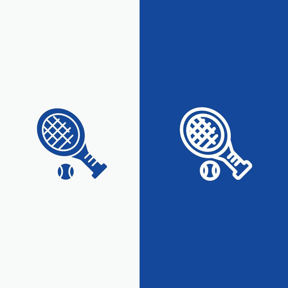 bal racket tennis sport lijn en glyph solide icoon blauw banier lijn en glyph solide icoon blauw banier vector