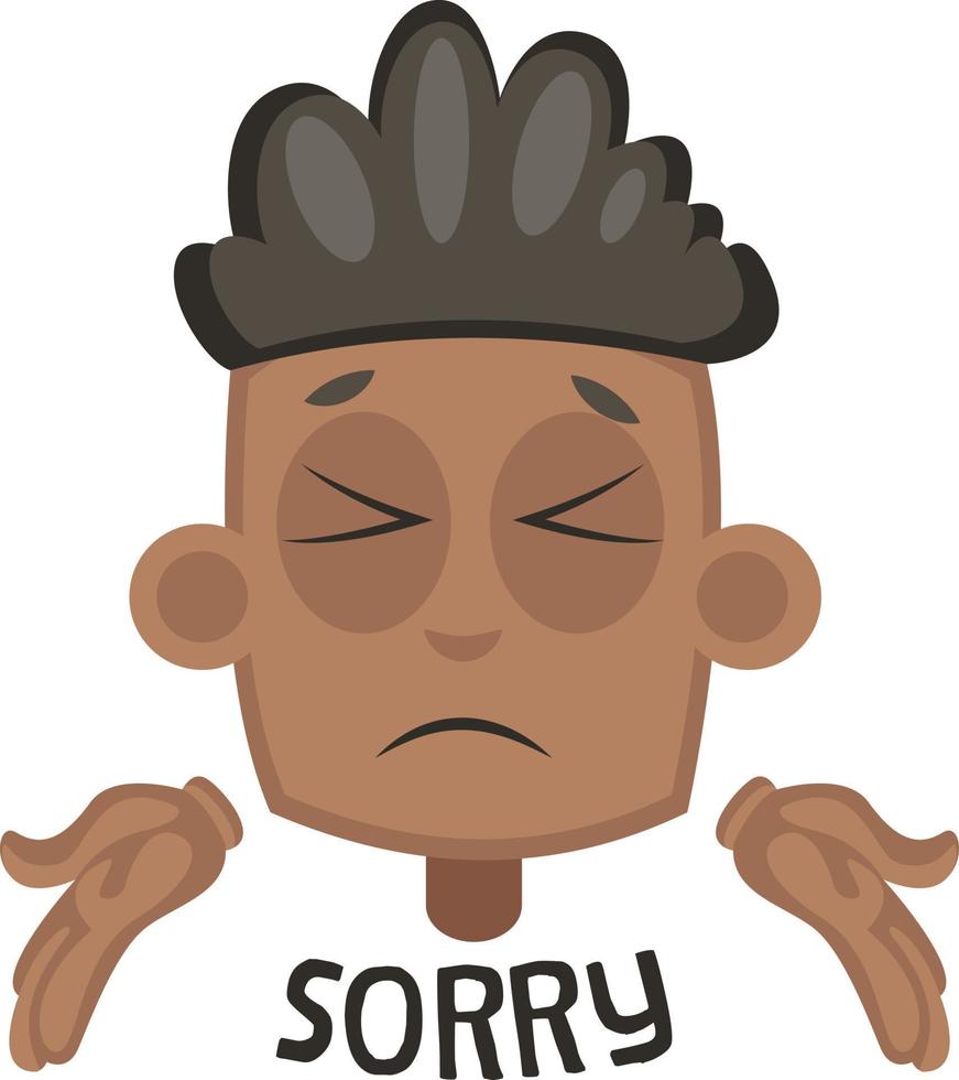 jongen tonen Sorry teken, illustratie, vector Aan wit achtergrond.