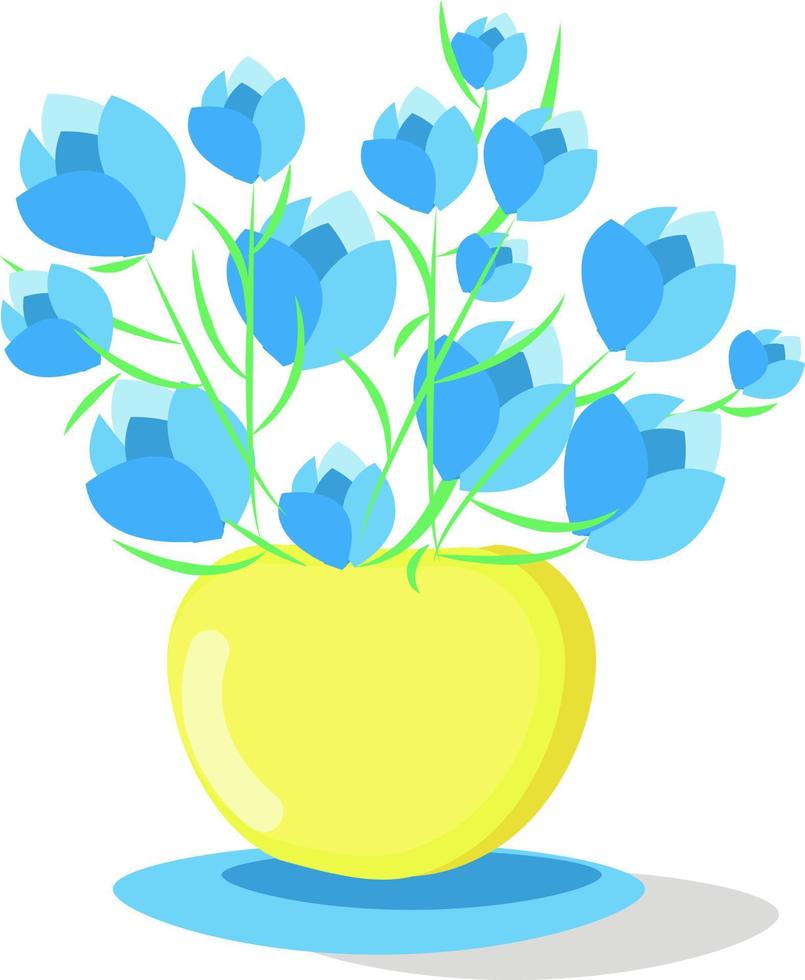 bloemen in vaas, illustratie, vector Aan wit achtergrond.