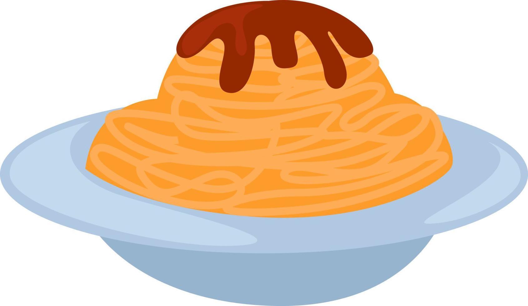 heerlijk spaghetti, illustratie, vector Aan wit achtergrond