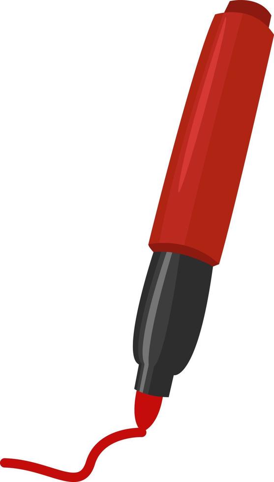 klein rood markeerstift, illustratie, vector Aan een wit achtergrond.