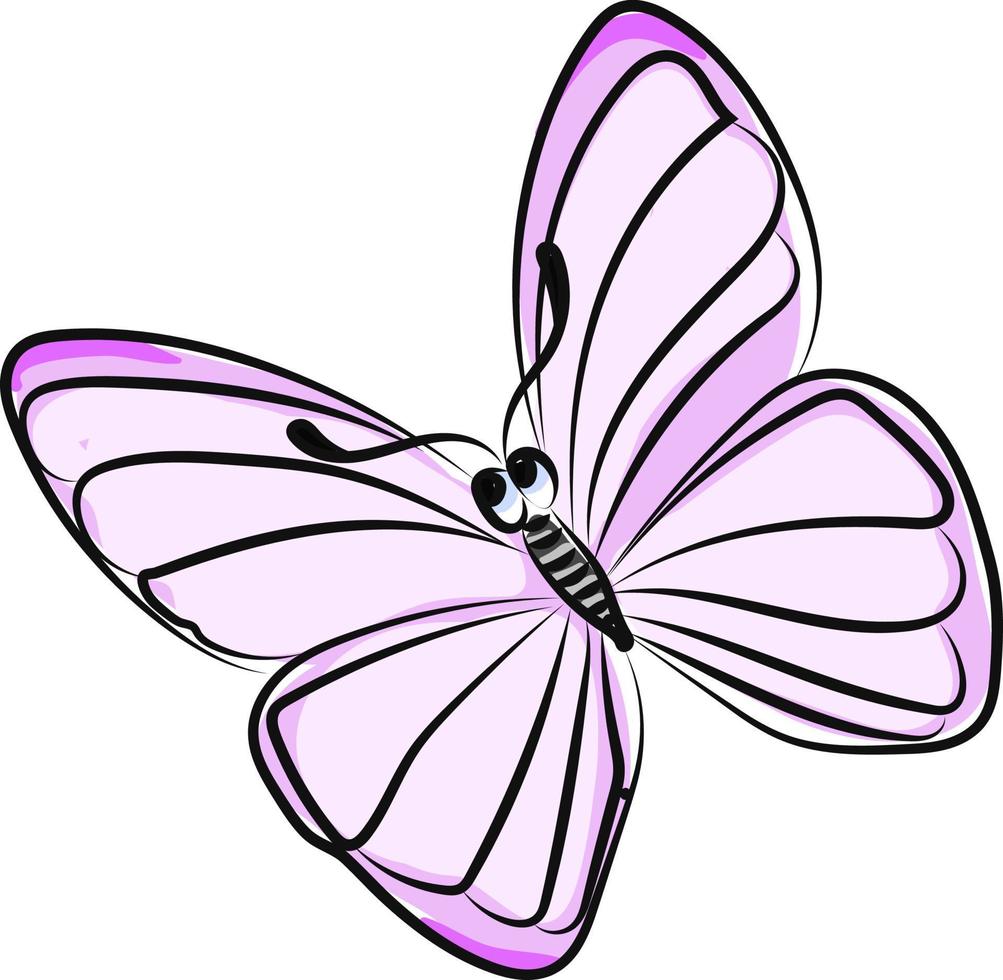 roze vlinder, illustratie, vector Aan wit achtergrond.