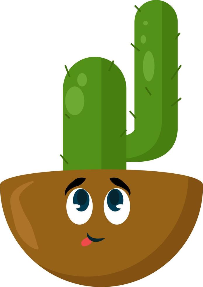 cactus in pot, illustratie, vector Aan wit achtergrond.