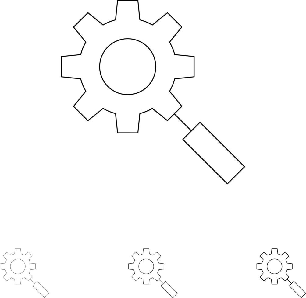 zoeken Onderzoek uitrusting instelling stoutmoedig en dun zwart lijn icoon reeks vector