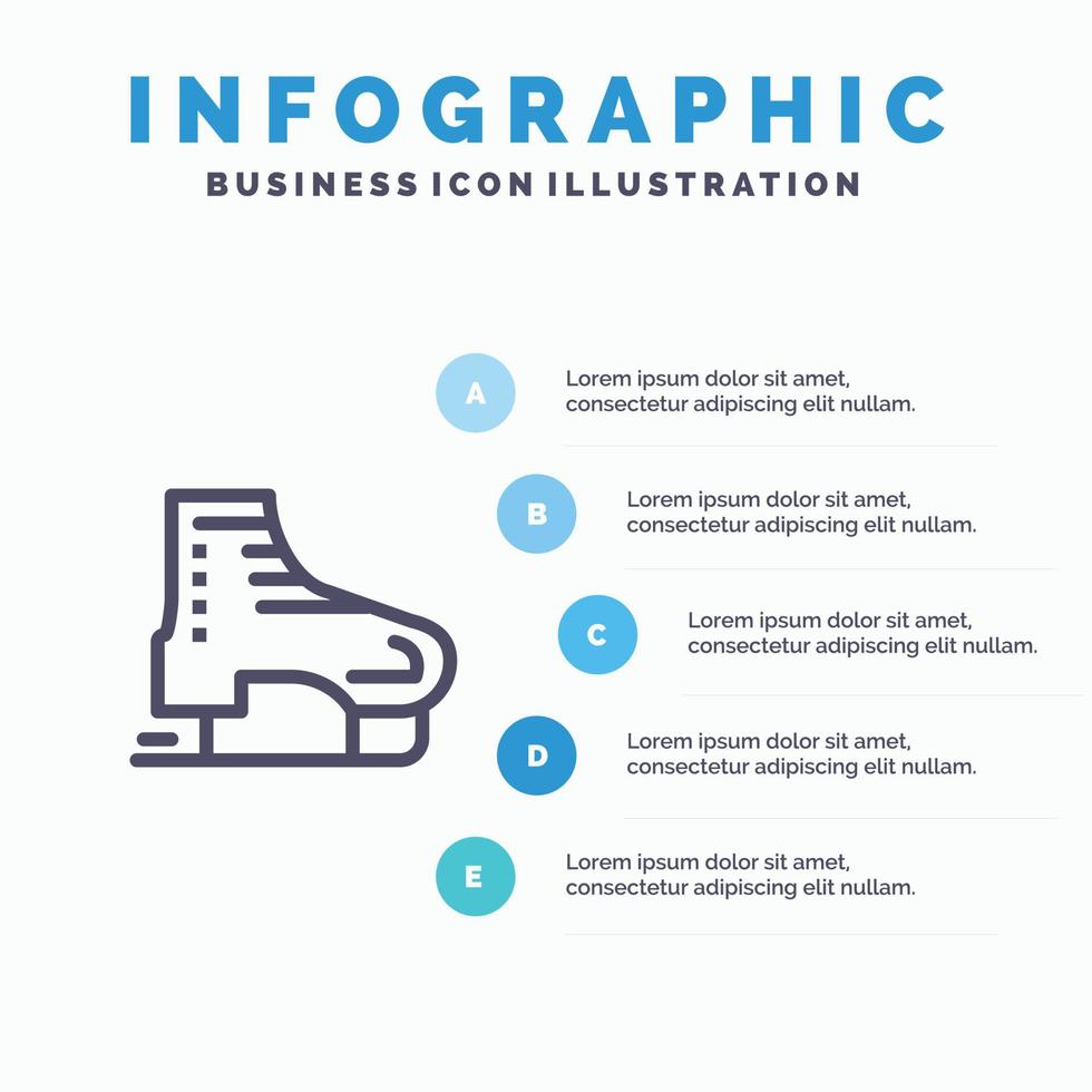 alpine arctisch Canada ijs skates Scandinavië lijn icoon met 5 stappen presentatie infographics backgro vector