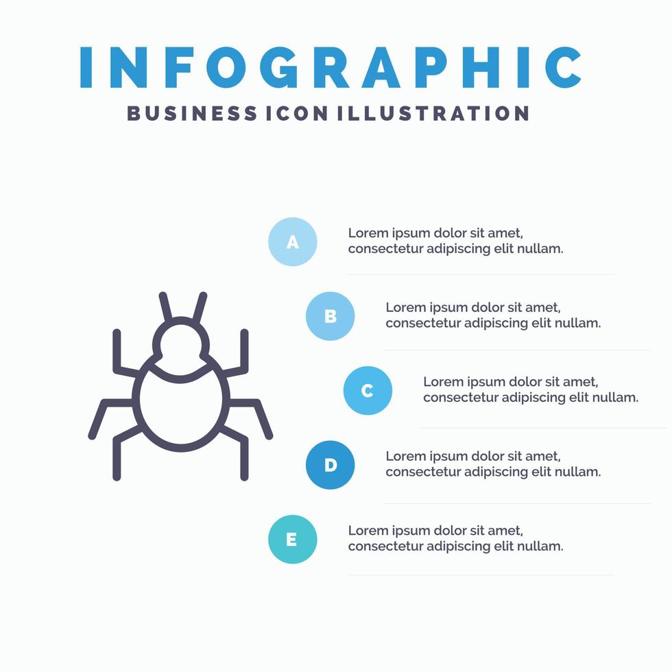 kever natuur virus Indisch lijn icoon met 5 stappen presentatie infographics achtergrond vector