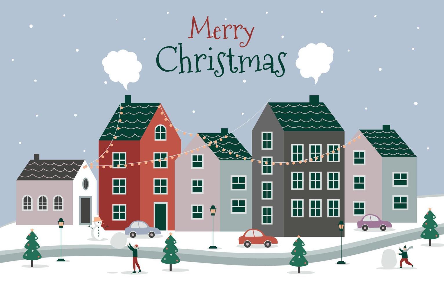 Kerstmis stad met winter landschap concept vector