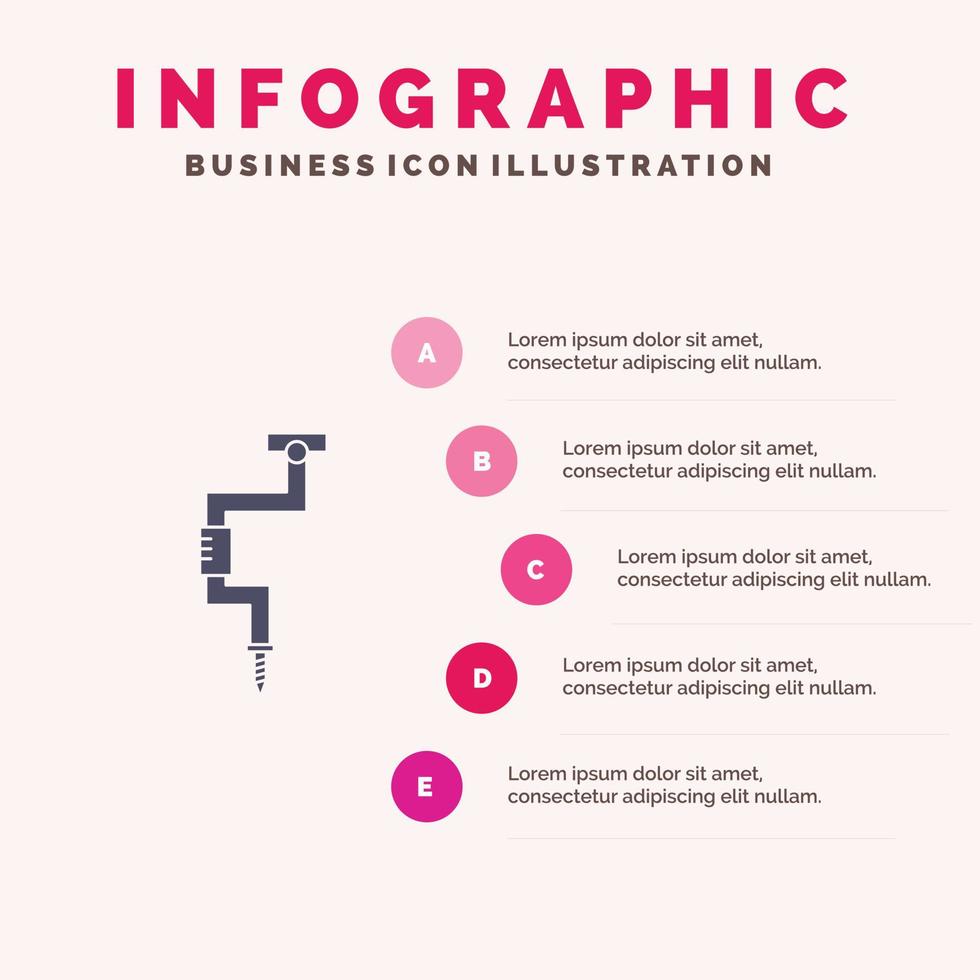 boren timmerman gereedschap gereedschap goed solide icoon infographics 5 stappen presentatie achtergrond vector