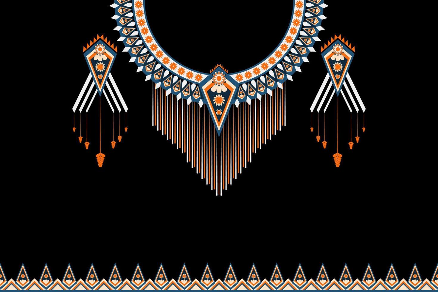 geometrische etnische oosterse patroon traditionele .floral ketting borduurwerk ontwerpen voor mode women.background, wallpaper, kleding en inwikkeling. vector
