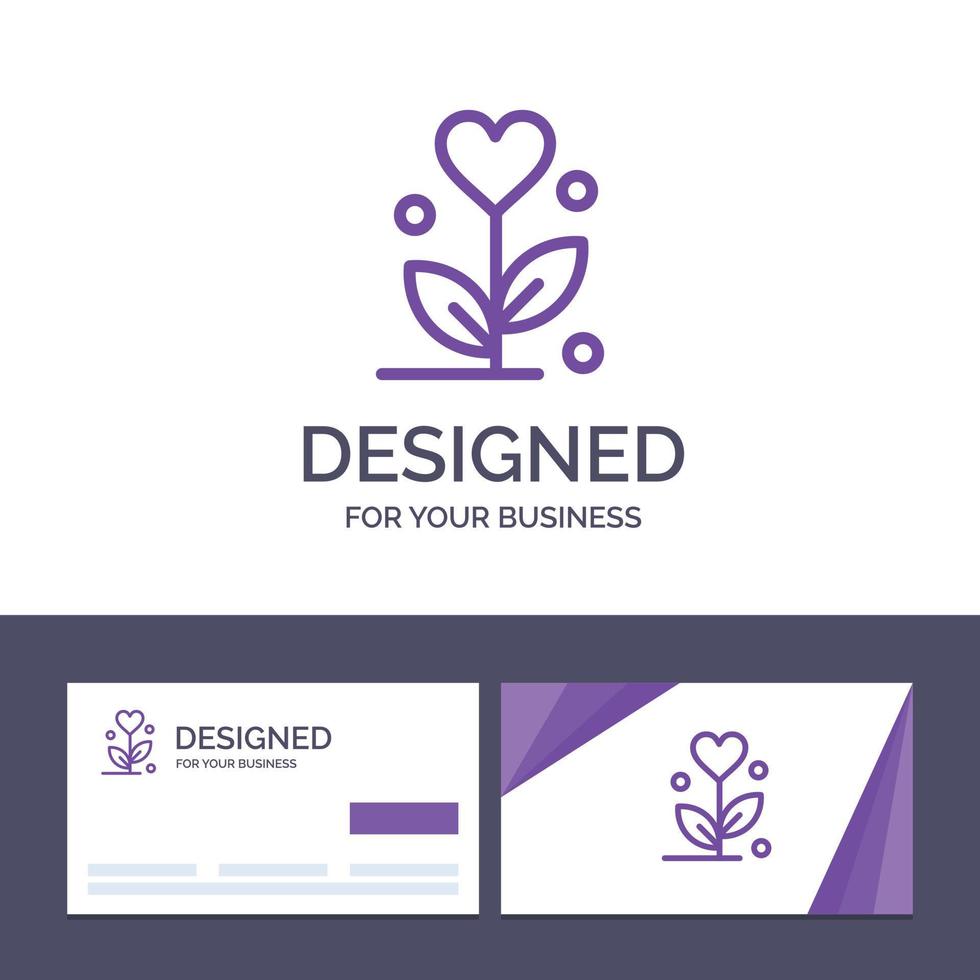 creatief bedrijf kaart en logo sjabloon liefde bloem bruiloft hart vector illustratie
