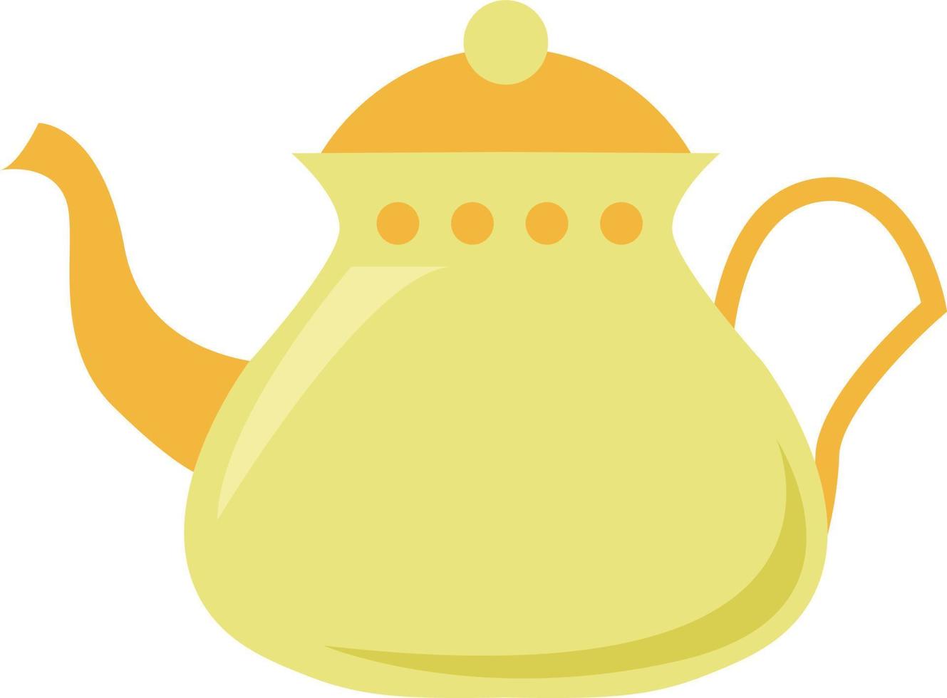 geel theepot, illustratie, vector Aan wit achtergrond.