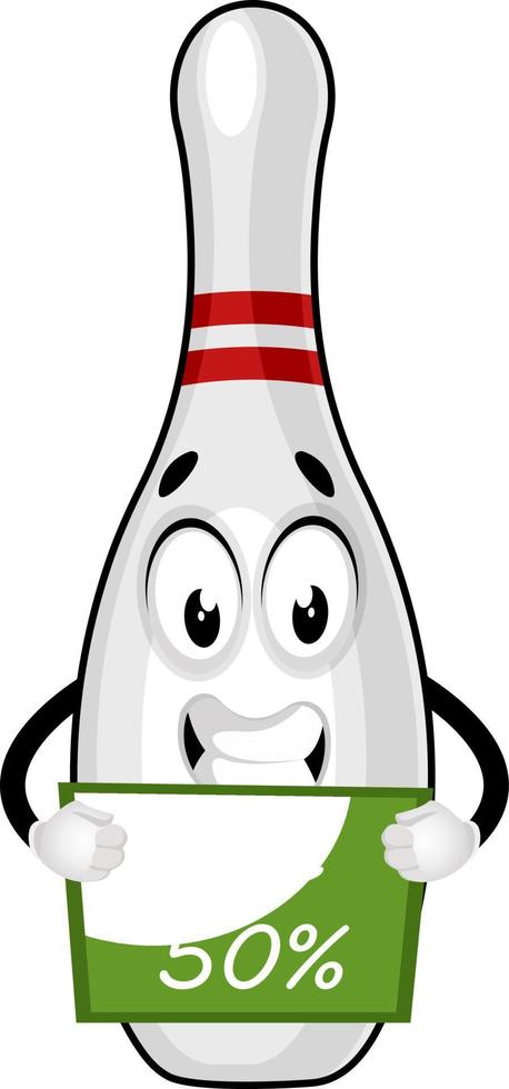 bowling pin met uitverkoop teken, illustratie, vector Aan wit achtergrond.