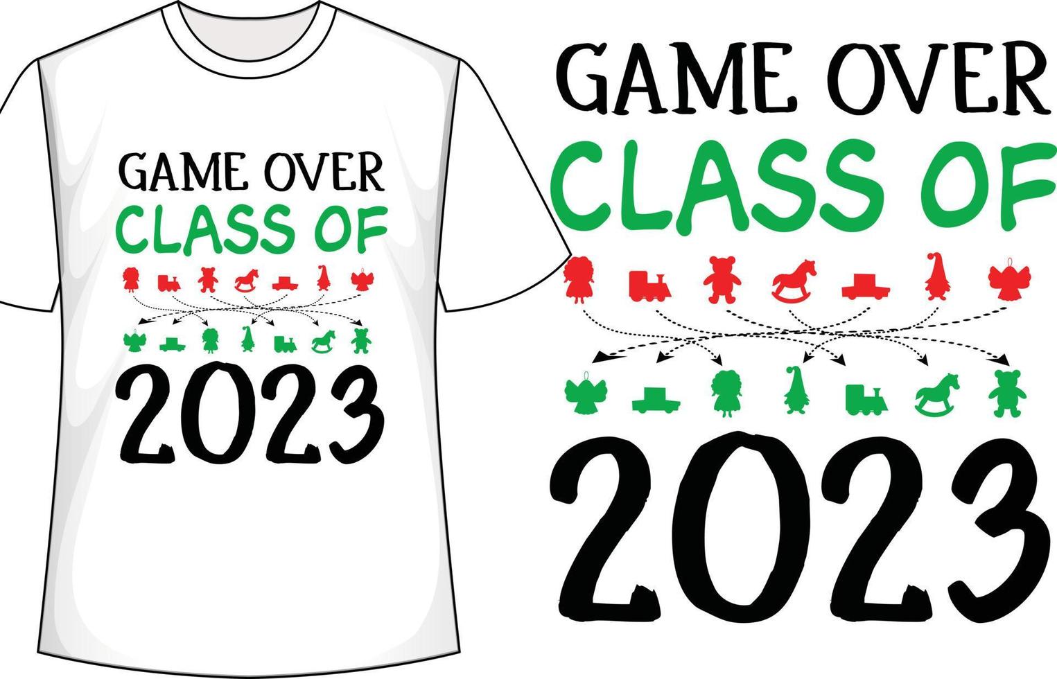 spel over- klasse van 2023 Kerstmis t overhemd ontwerp vector