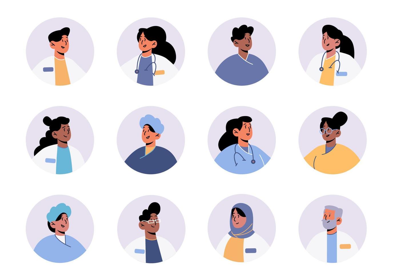 avatars van artsen en ziekenhuis gezondheidszorg personeel vector