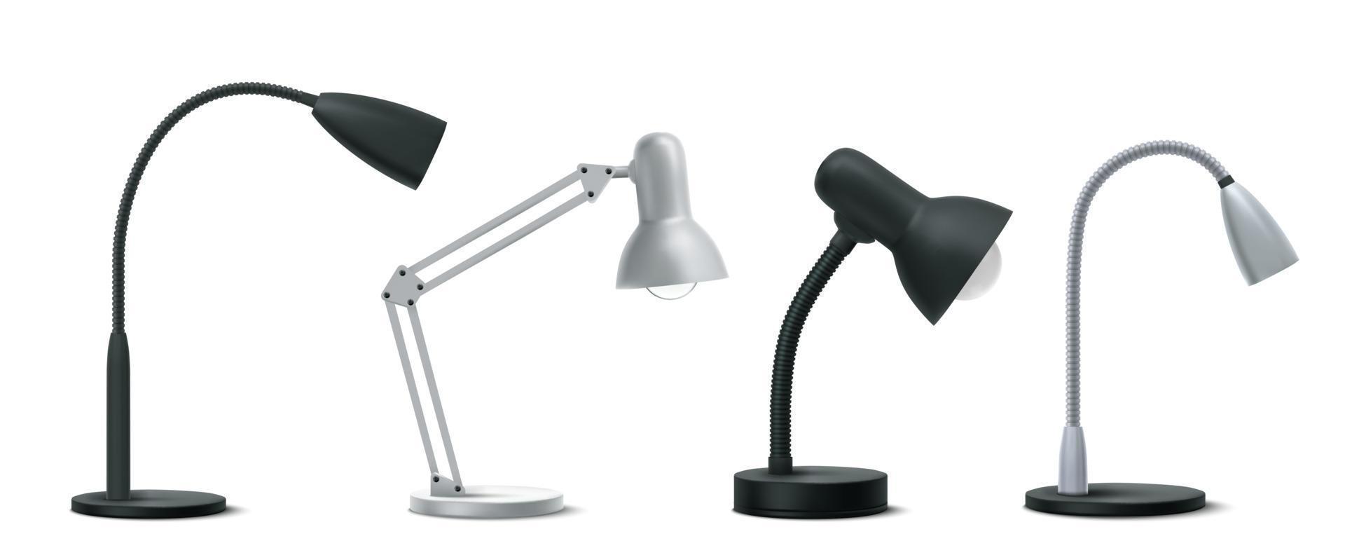 tafel lampen, realistisch 3d kantoor werk benodigdheden reeks vector