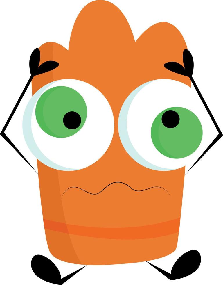 een gek oranje monster, vector of kleur illustratie.