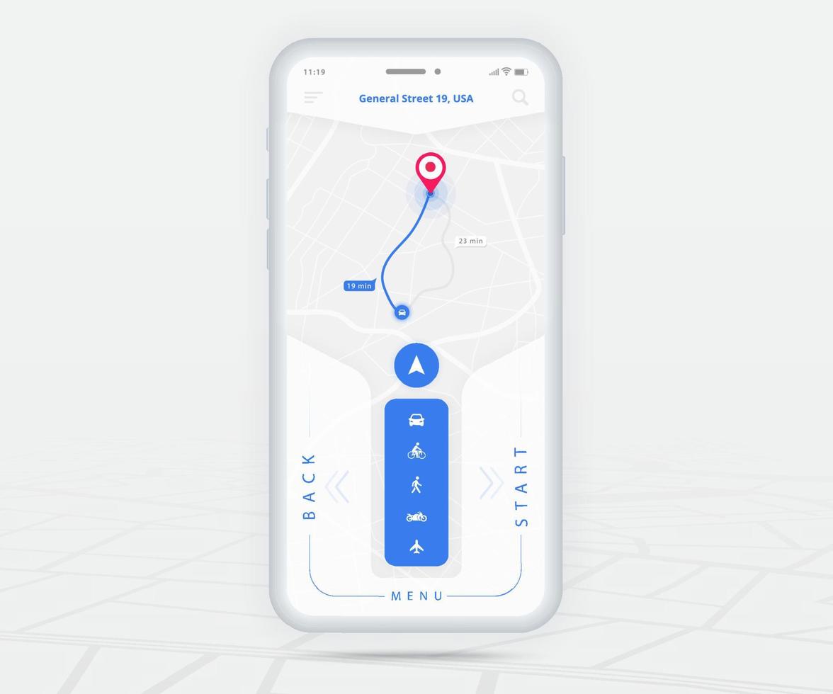 kaart GPS navigatie app ux ui concept, mobiel kaart sollicitatie, smartphone app zoeken kaart navigatie, technologie kaart, stad navigeren kaarten, stad straat, GPS volgen, plaats volger, vector illustratie