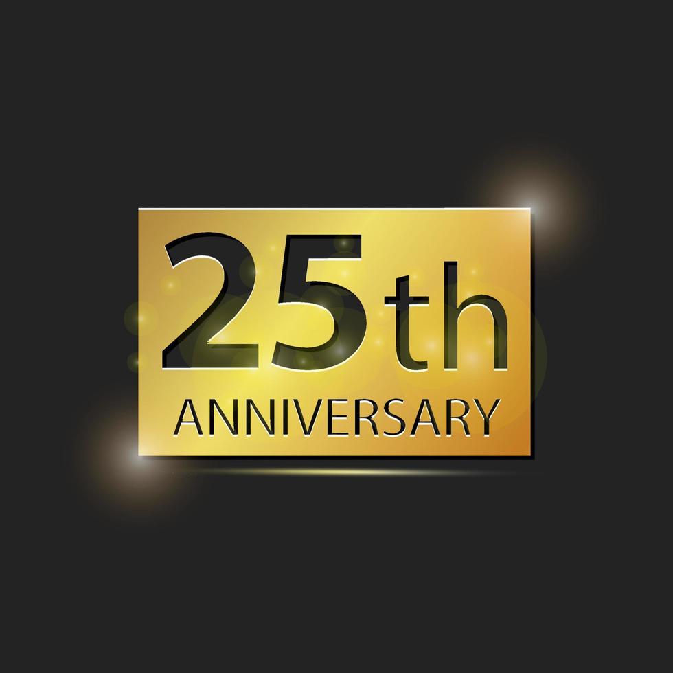 goud plein bord elegant logo 25e jaar verjaardag viering vector