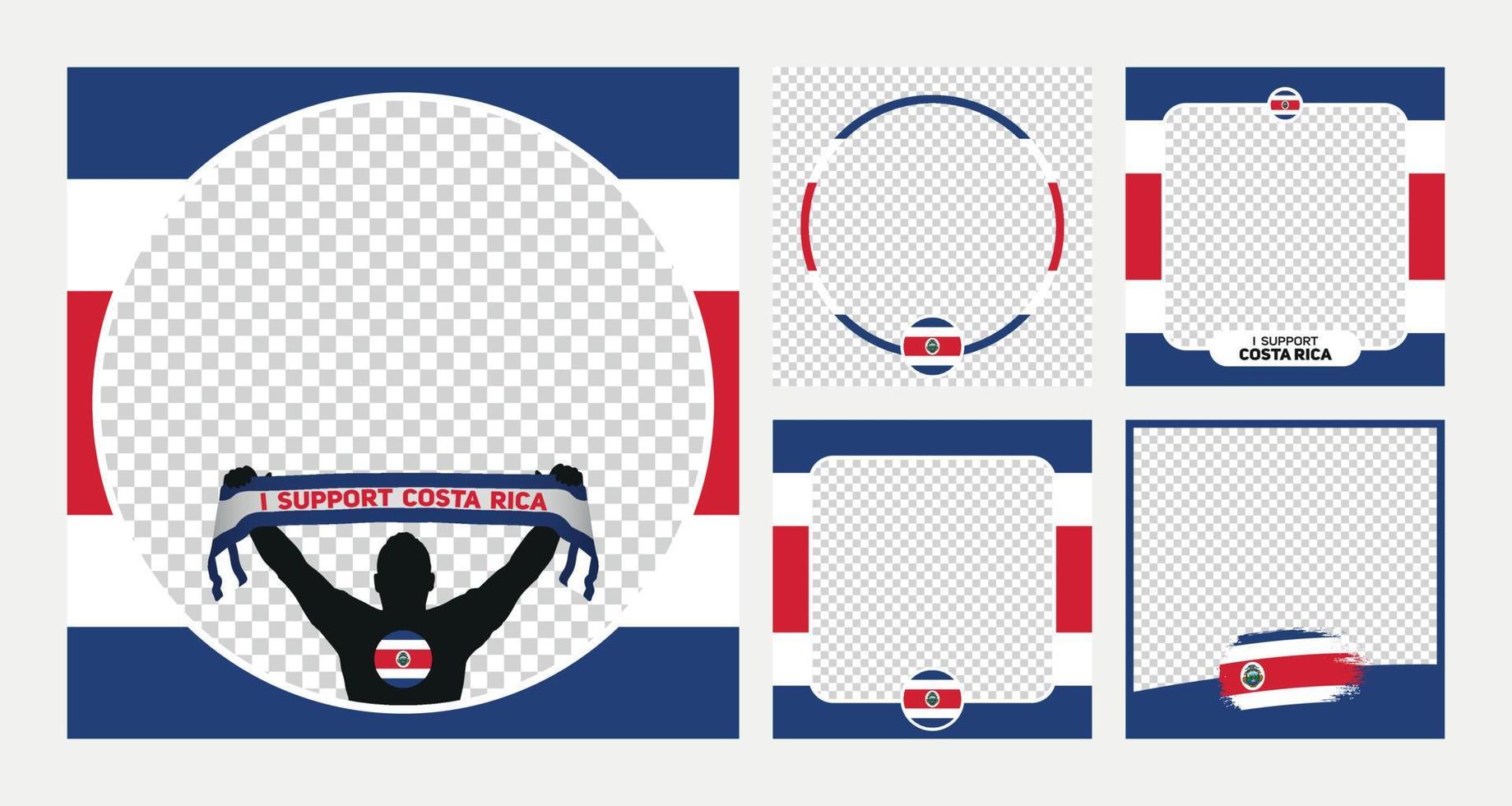 ik ondersteuning costa rica wereld Amerikaans voetbal kampioenschap profil afbeelding kader banners voor sociaal media vector