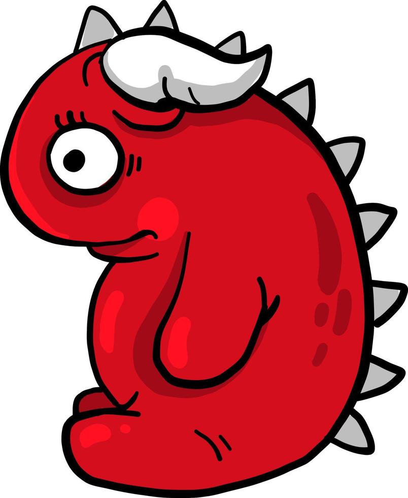 verdrietig rood monster, illustratie, vector Aan een wit achtergrond.