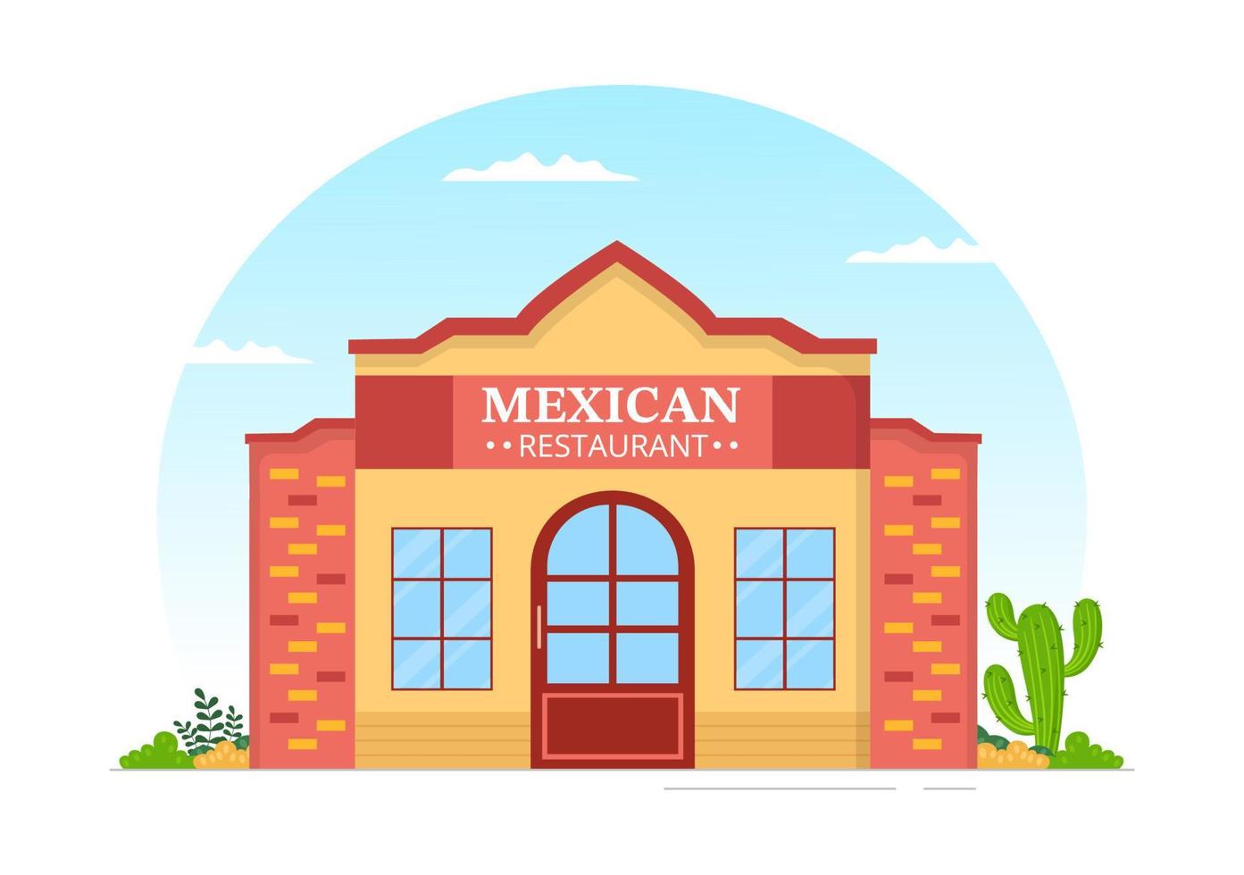 Mexicaans voedsel restaurant met divers van heerlijk traditioneel keuken taco's, nacho's en andere Aan vlak tekenfilm hand- getrokken Sjablonen illustratie vector