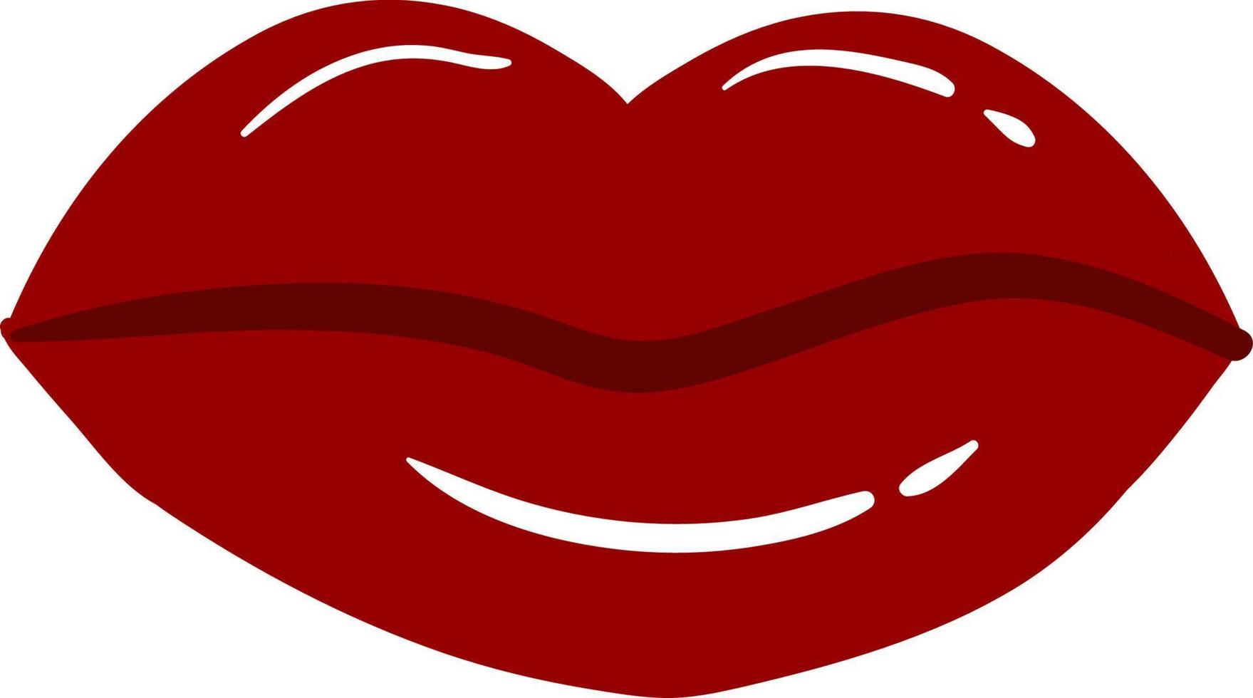 zoet rood lippen, illustratie, vector Aan wit achtergrond.