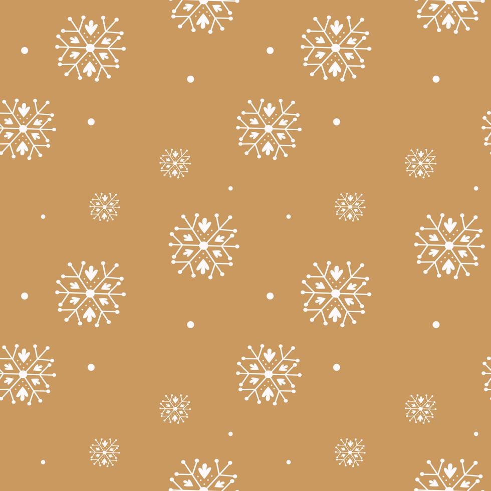 sneeuwvlok gemakkelijk naadloos patroon. wit sneeuw Aan gouden achtergrond. abstract behang, omhulsel decoratie. symbool van winter, vrolijk Kerstmis vakantie, gelukkig nieuw jaar viering vector illustratie.