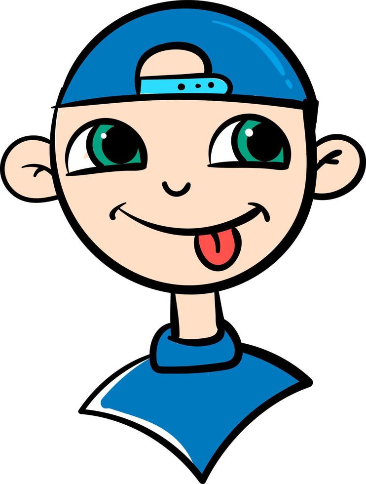 jongen met blauw hoed, illustratie, vector Aan wit achtergrond