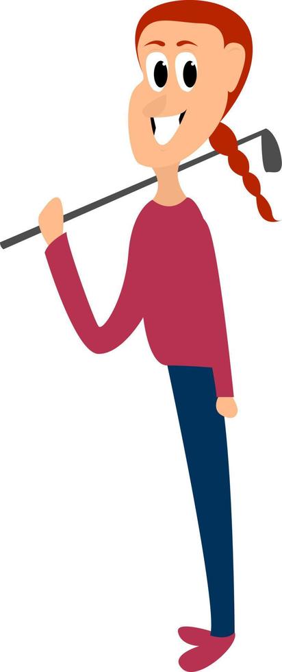 meisje spelen golf, illustratie, vector Aan wit achtergrond.