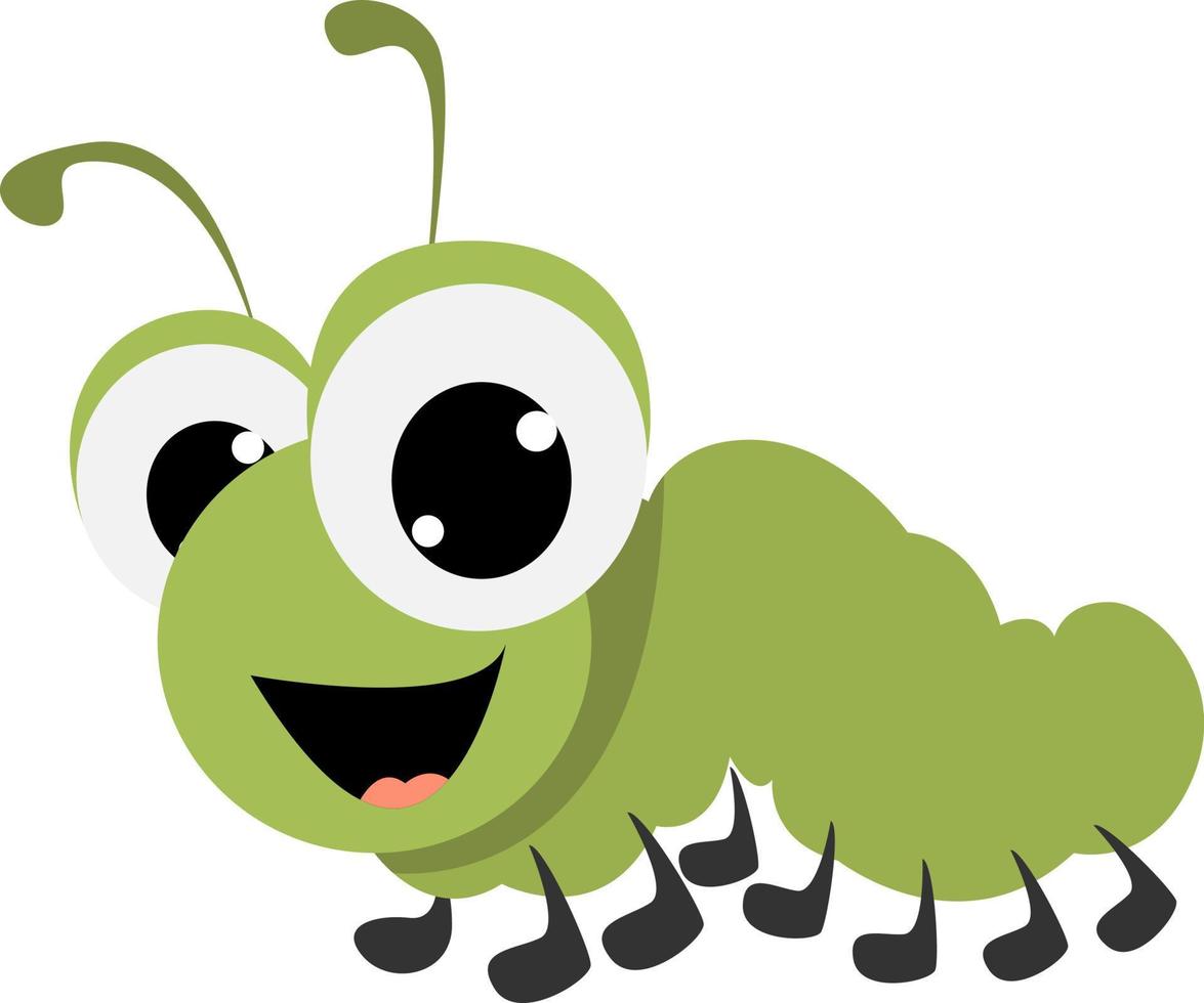 groen worm, illustratie, vector Aan wit achtergrond.