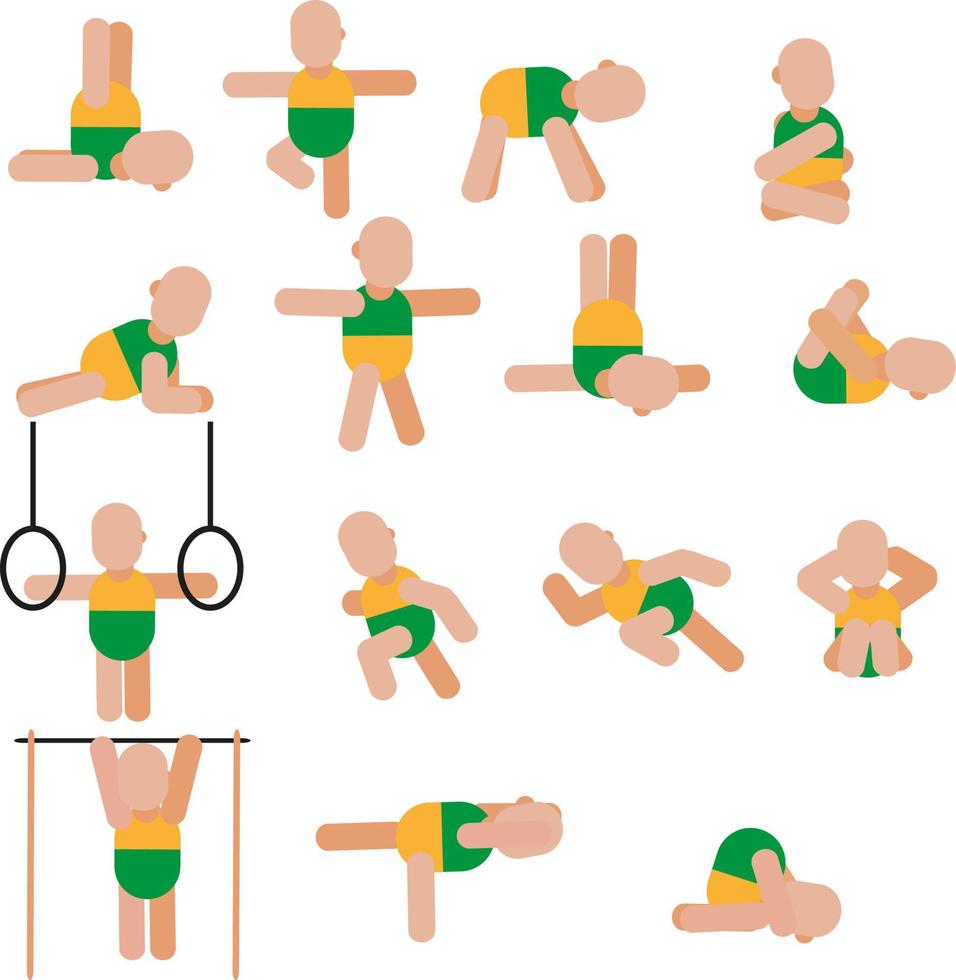gymnastiek training, illustratie, vector Aan een wit achtergrond.