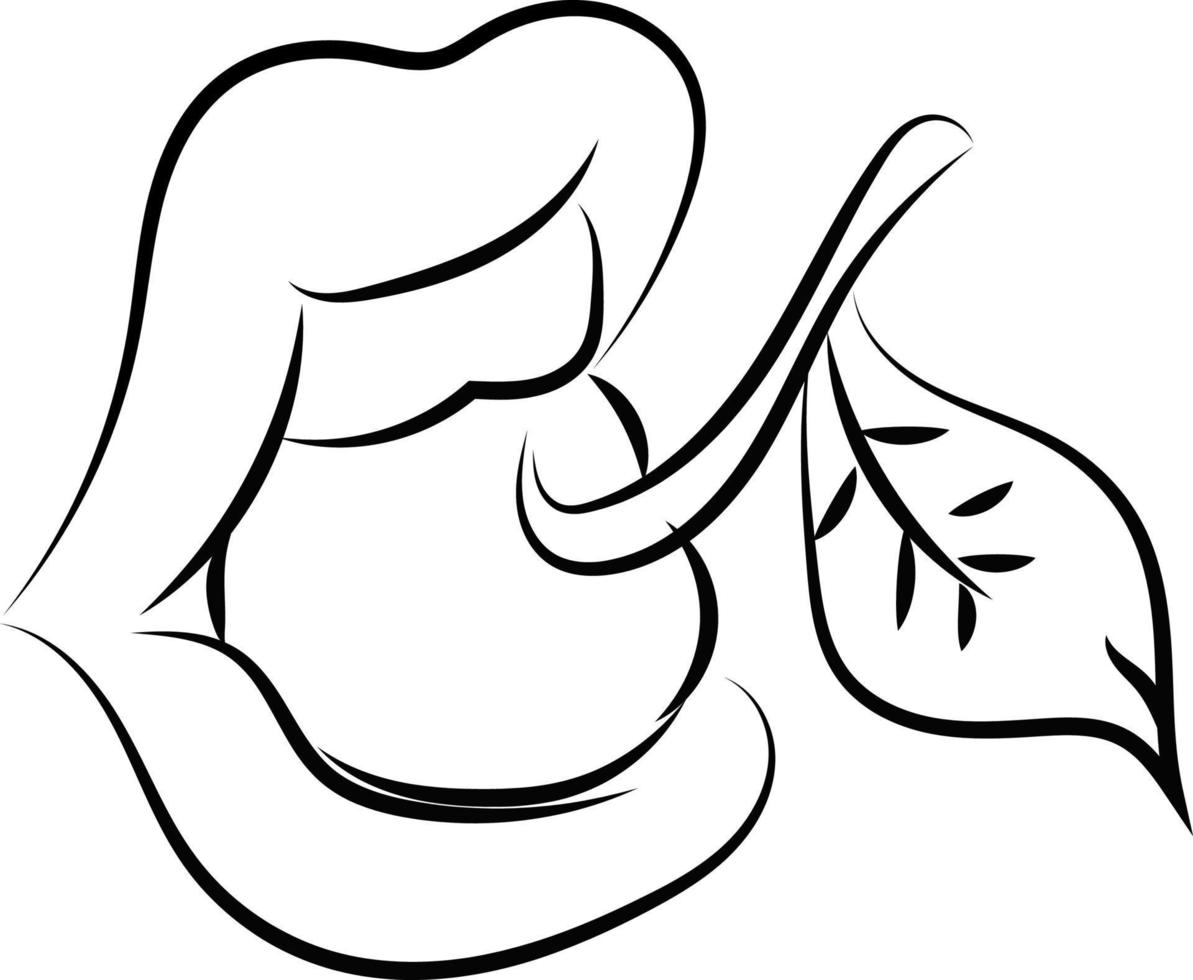 tekening van lippen met kers, illustratie, vector Aan wit achtergrond