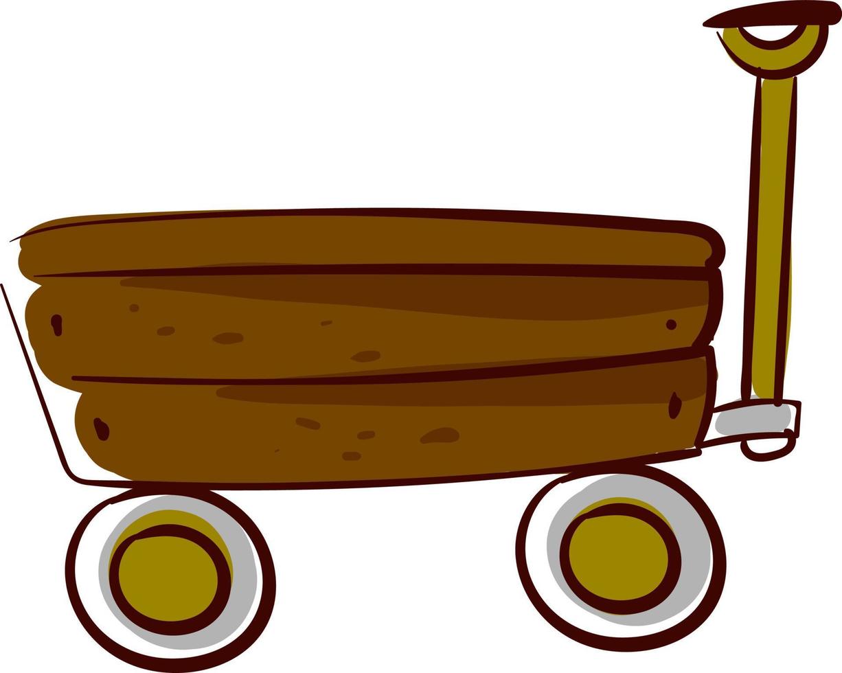 houten wagen, illustratie, vector Aan wit achtergrond