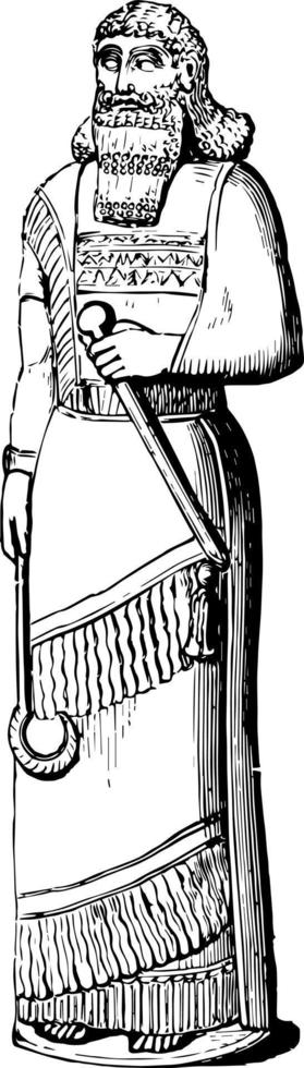 Assyrisch priester wijnoogst illustratie. vector