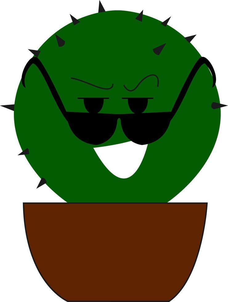 cactus met bril, illustratie, vector Aan wit achtergrond.