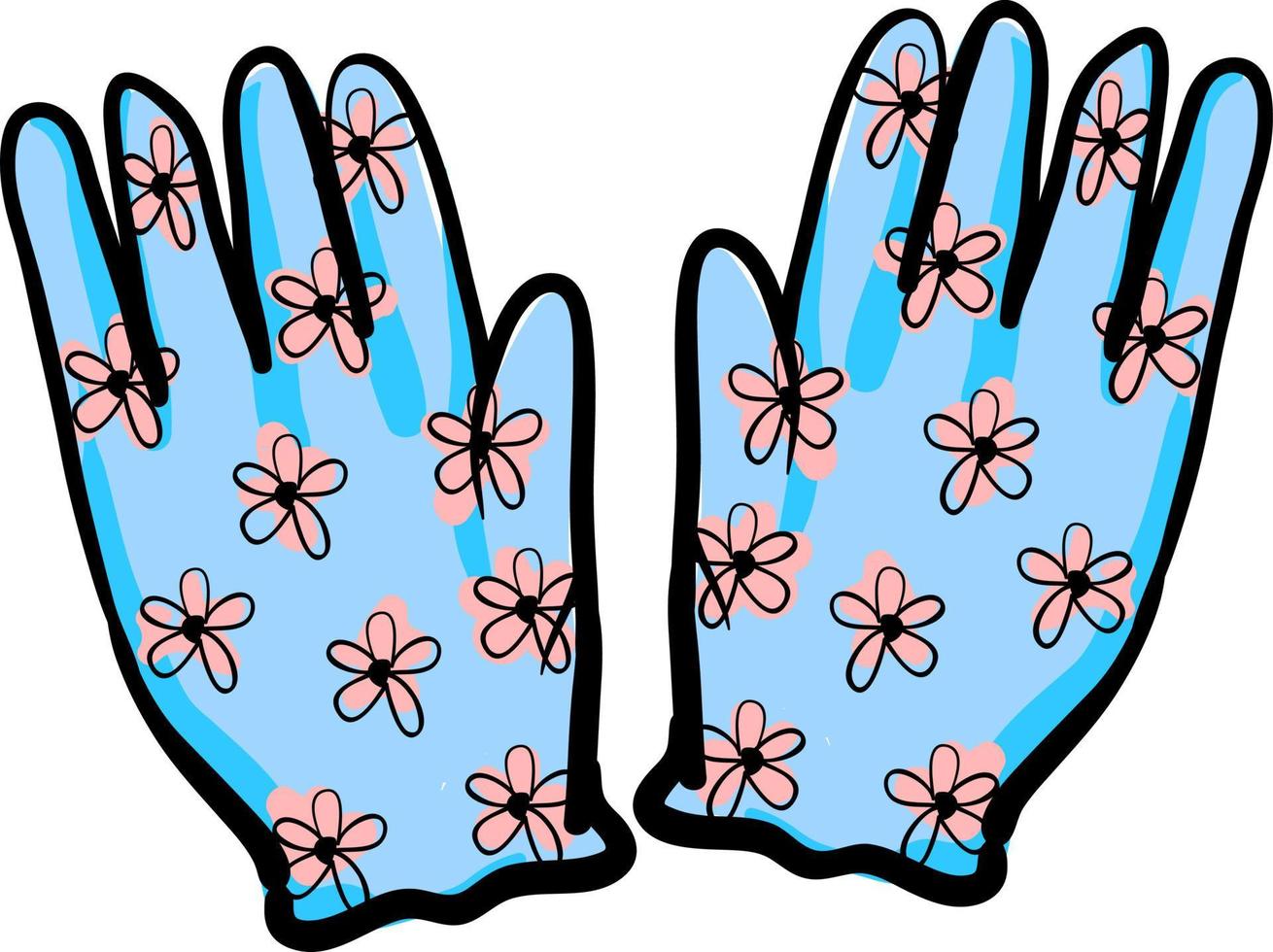 bloemen blauw handschoenen, illustratie, vector Aan wit achtergrond.