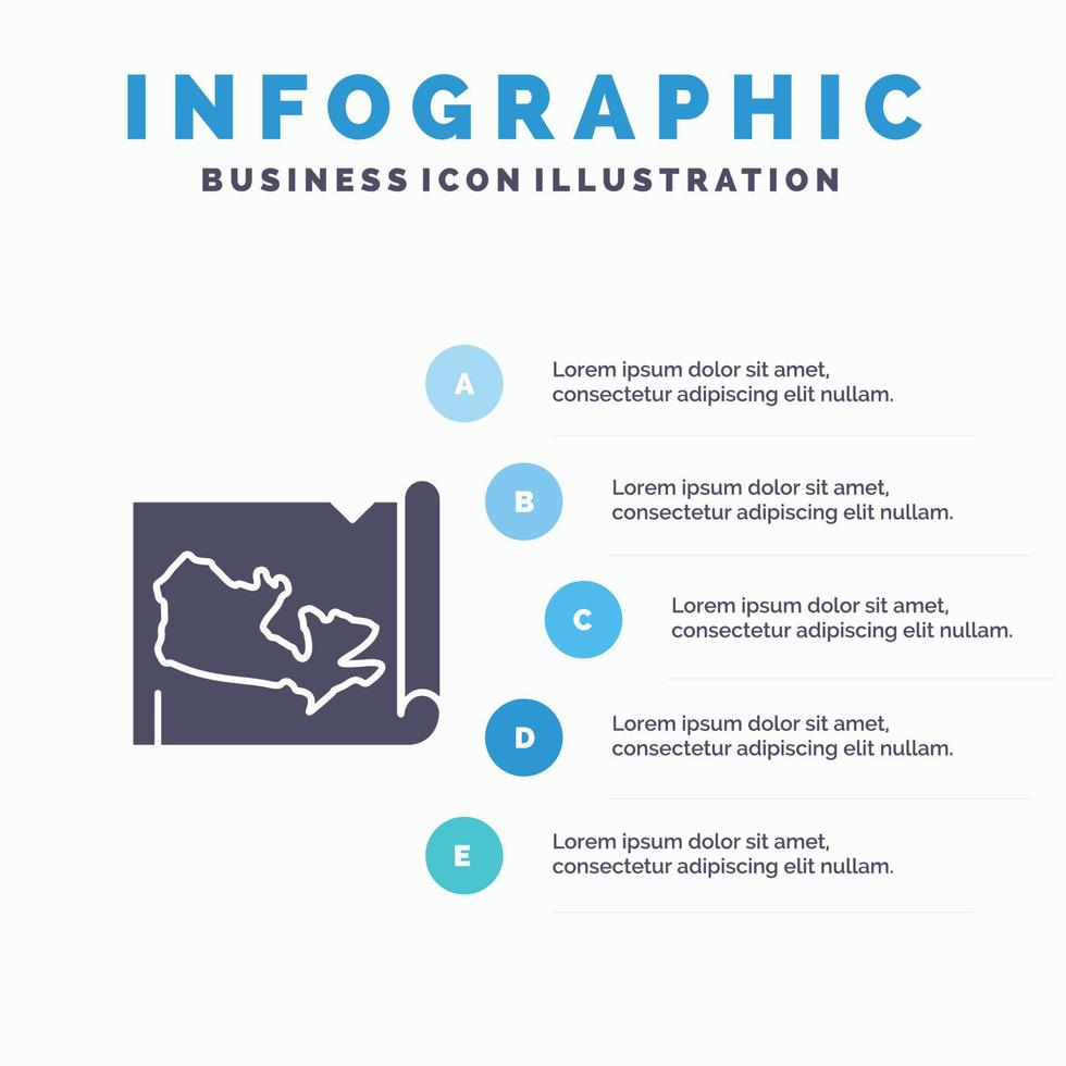 kaart wereld Canada solide icoon infographics 5 stappen presentatie achtergrond vector