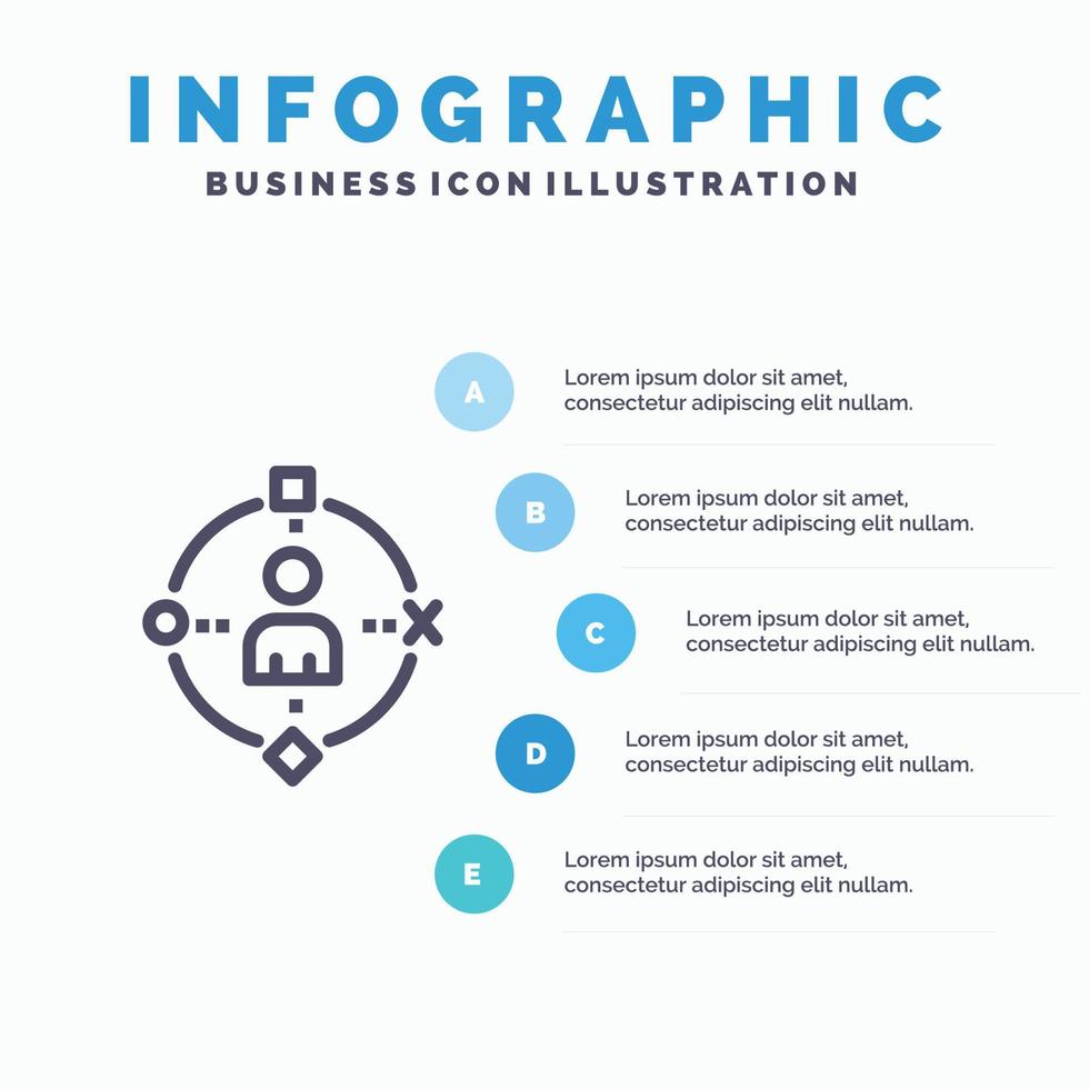 ambient gebruiker technologie ervaring lijn icoon met 5 stappen presentatie infographics achtergrond vector