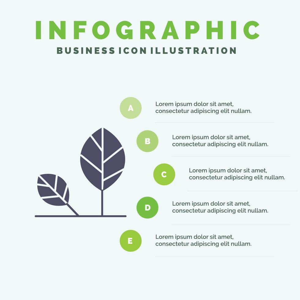 aarde eco milieu blad natuur solide icoon infographics 5 stappen presentatie achtergrond vector