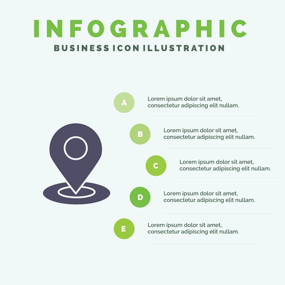 bladeren kaart navigatie plaats infographics presentatie sjabloon 5 stappen presentatie vector