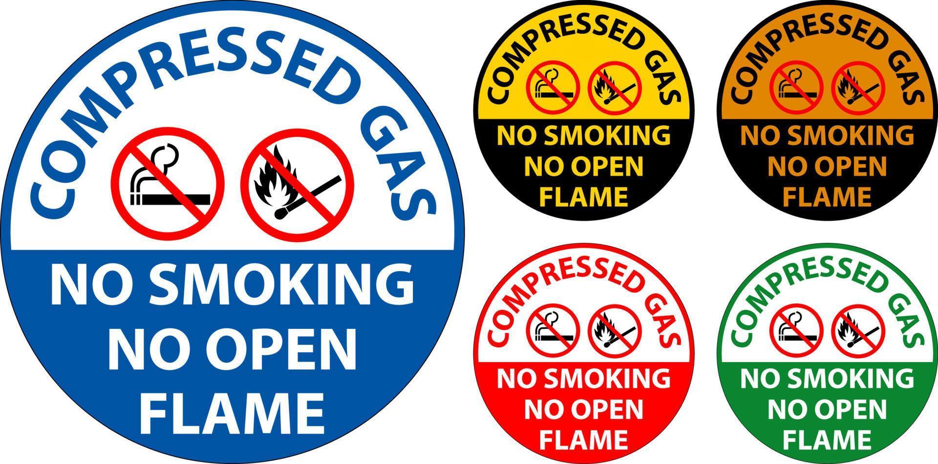 gecomprimeerd gas- Nee roken Nee Open vlam verdieping teken vector
