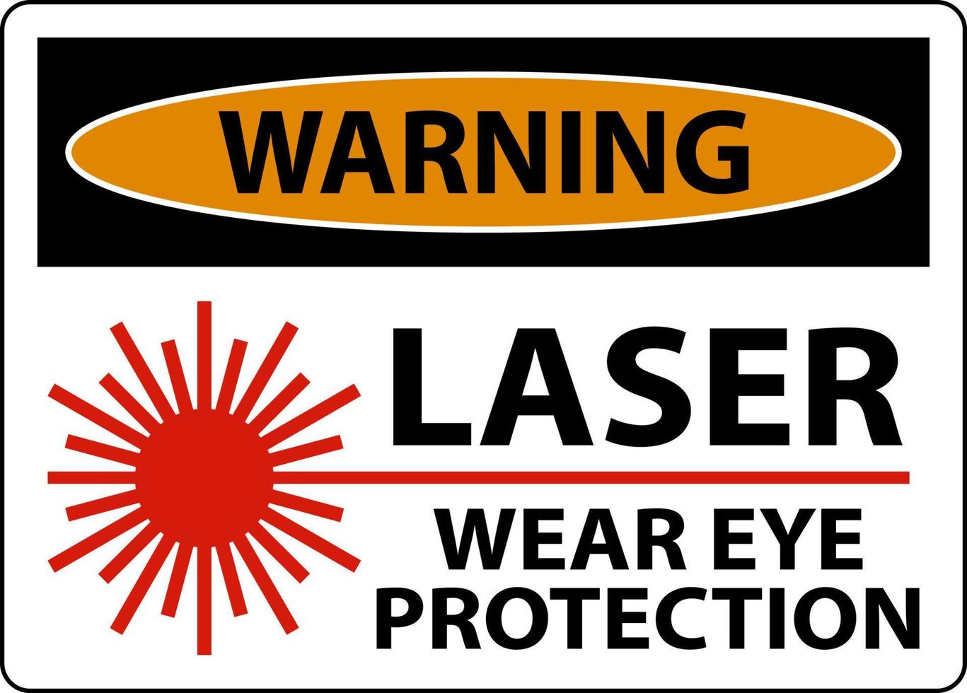 waarschuwing laser slijtage oog bescherming teken Aan wit achtergrond vector