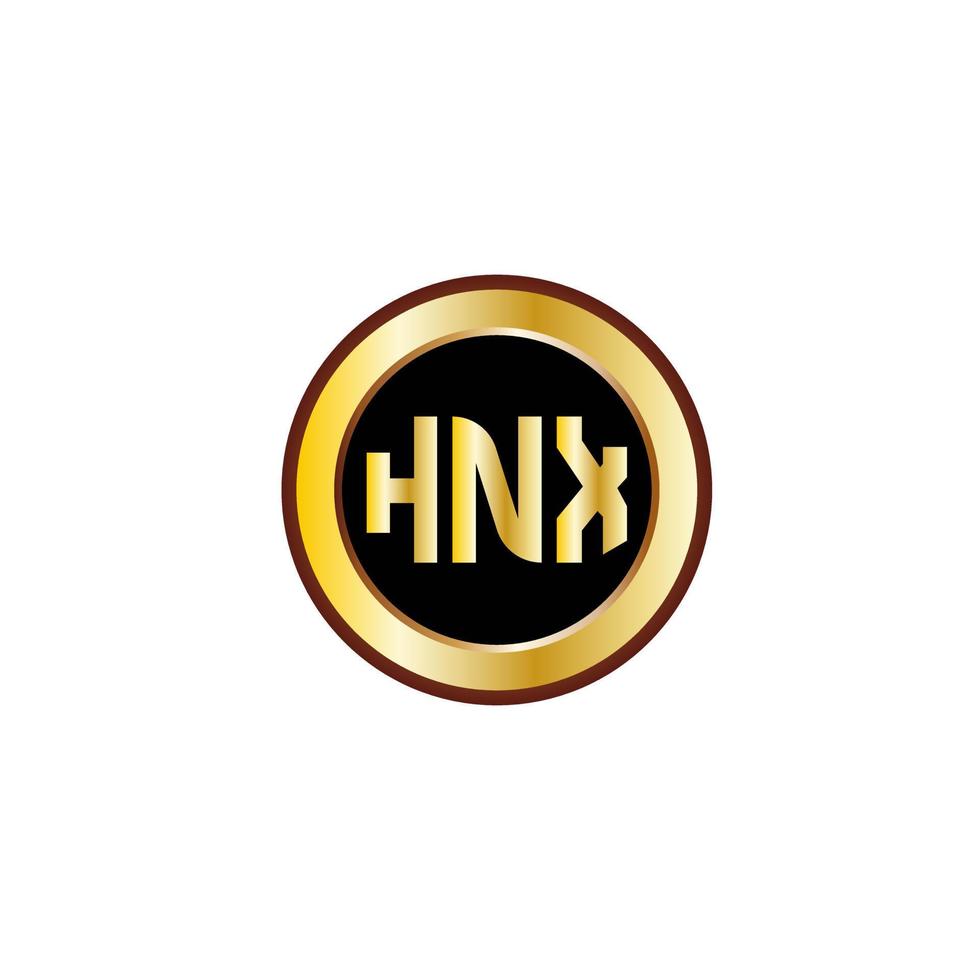 creatief hnx brief logo ontwerp met gouden cirkel vector