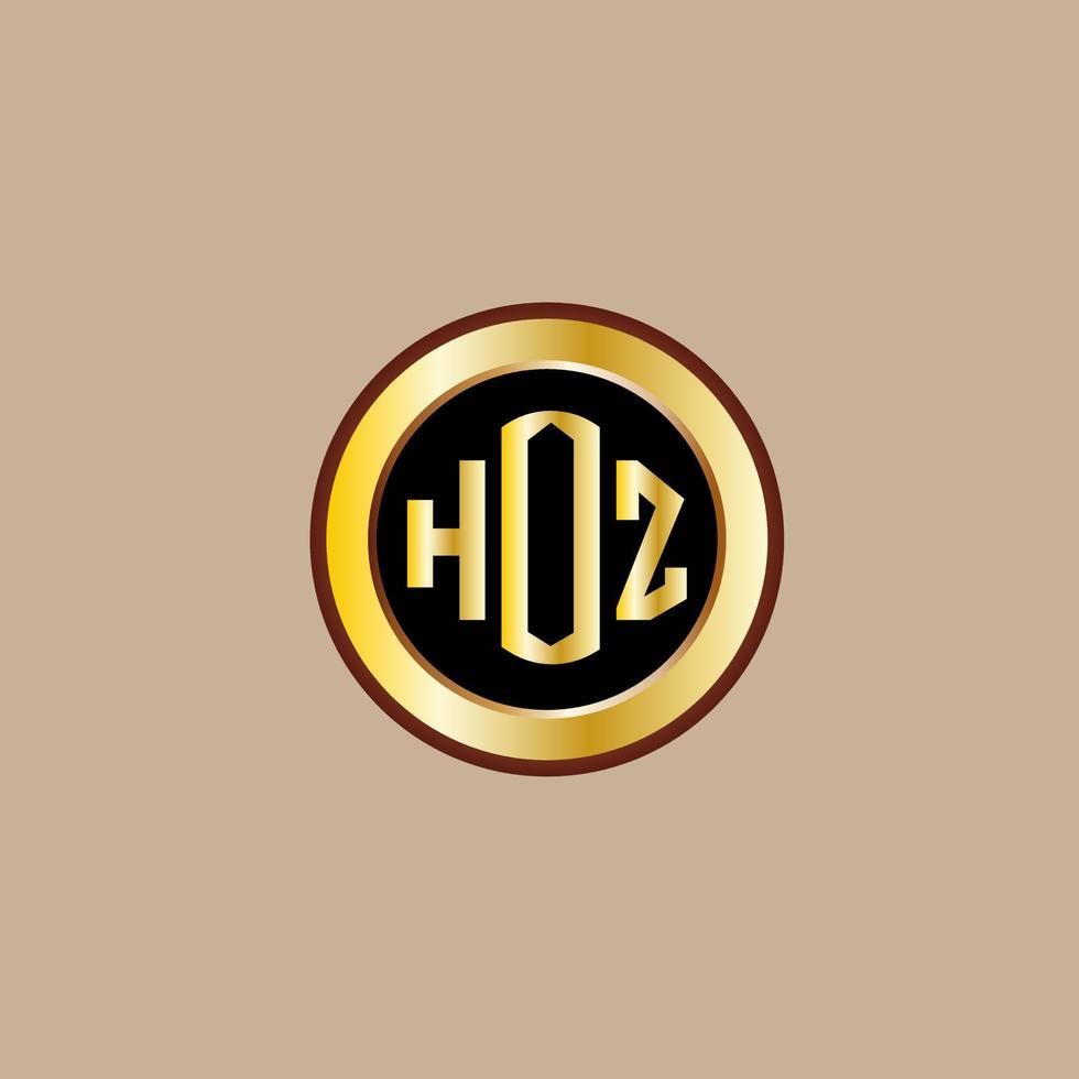 creatief hoezo brief logo ontwerp met gouden cirkel vector