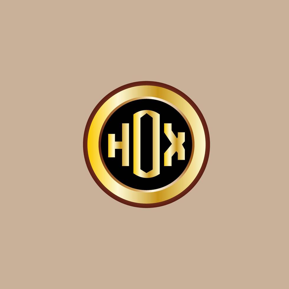 creatief hox brief logo ontwerp met gouden cirkel vector