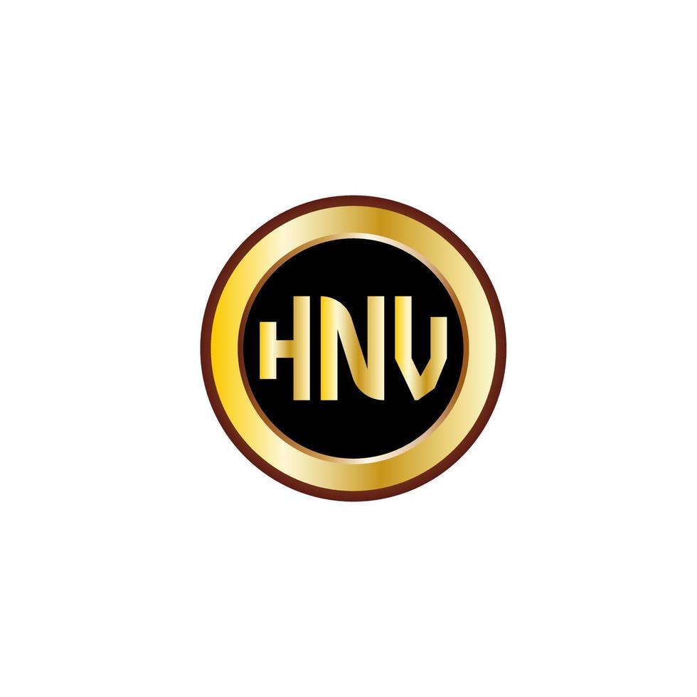 creatief hnv brief logo ontwerp met gouden cirkel vector